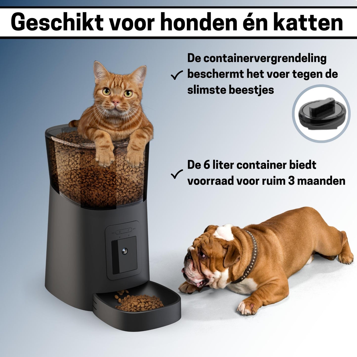 Huisdier Voerautomaat met Camera en Audio - Zwart