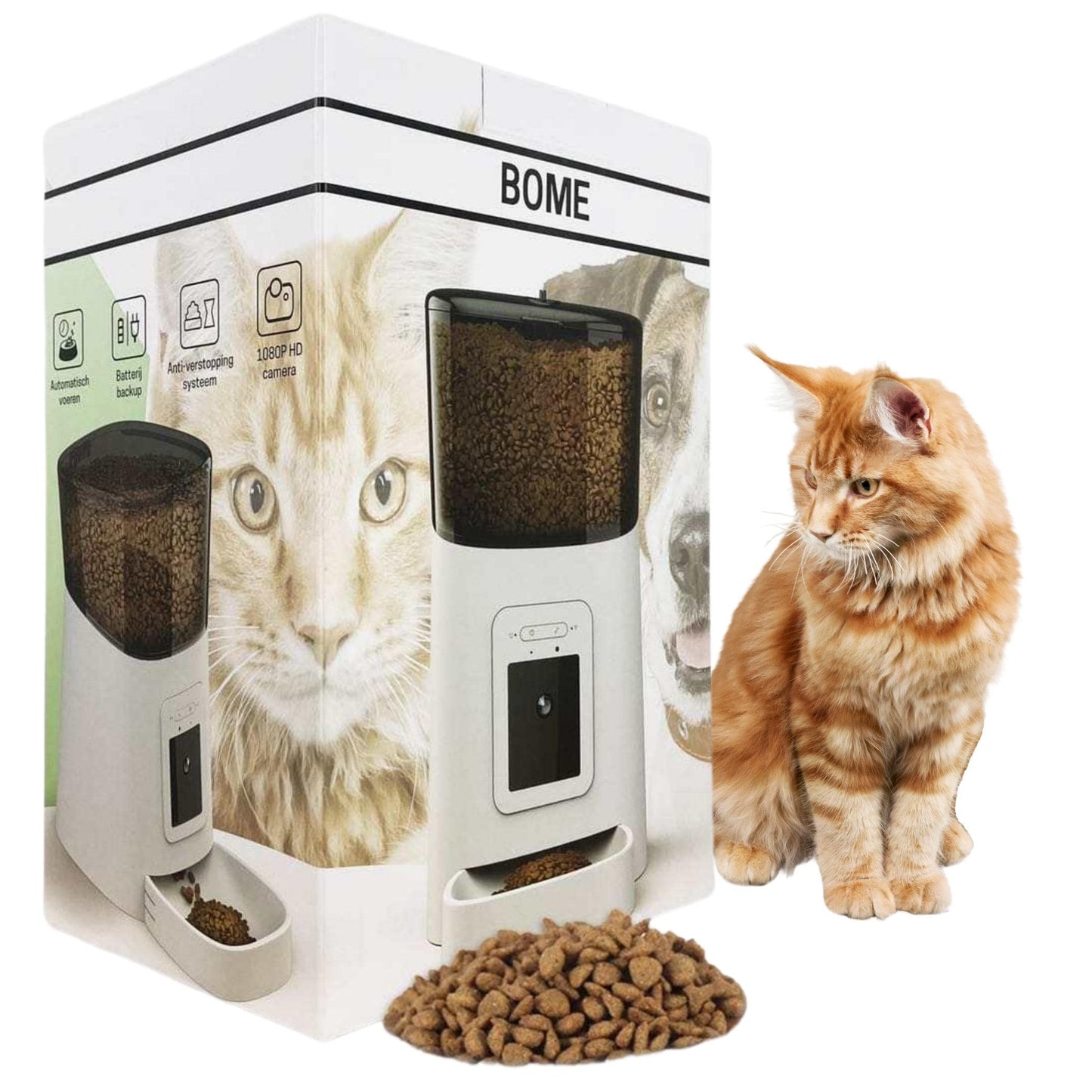 Automatische Voerautomaat met Camera en Audio - Wit