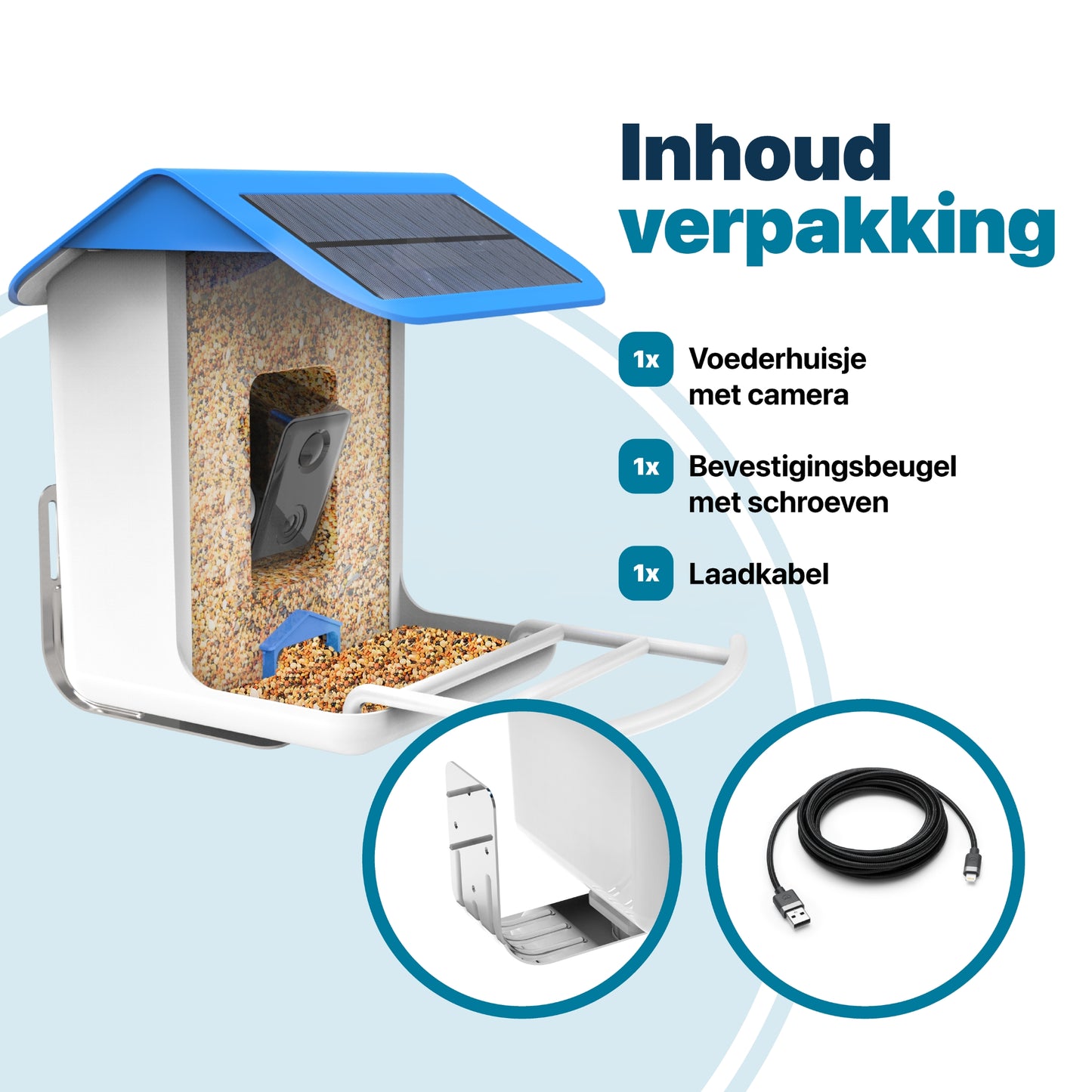 Vogelvoederhuisje - Camera en Audio - AI Vogelherkenning - Hangend