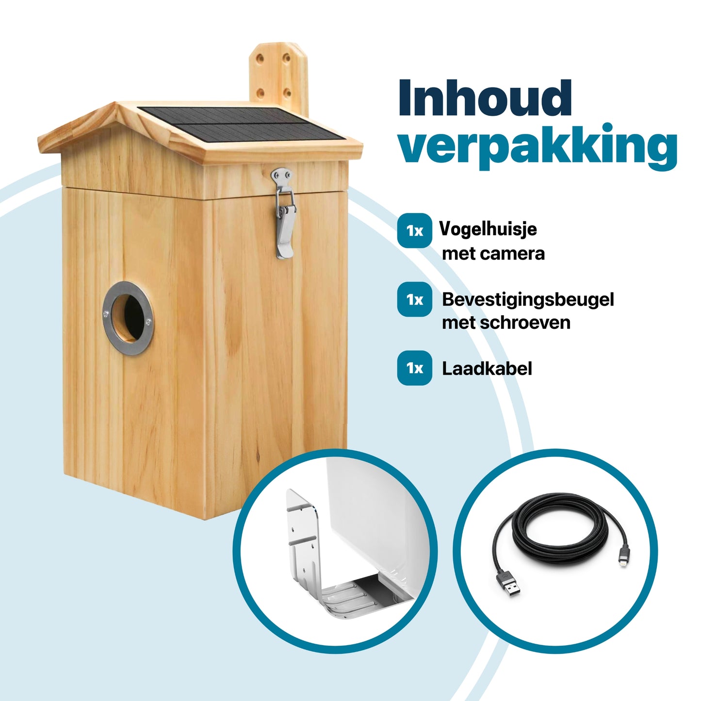 Vogelhuisje met Camera en Audio - Hout - Nestkastje - Ingebouwde Zonnepanelen