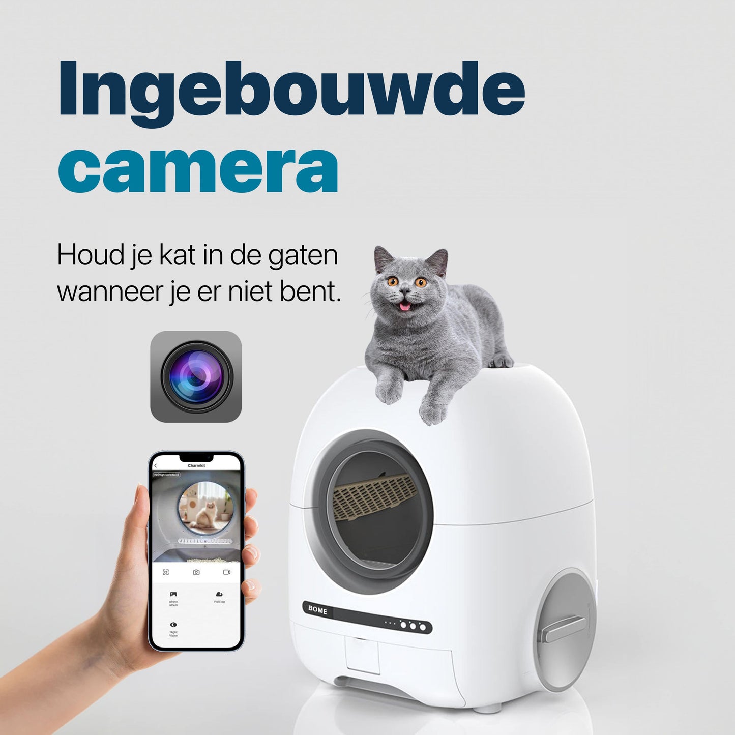 BOME Automatische Kattenbak met ingebouwde Camera en App