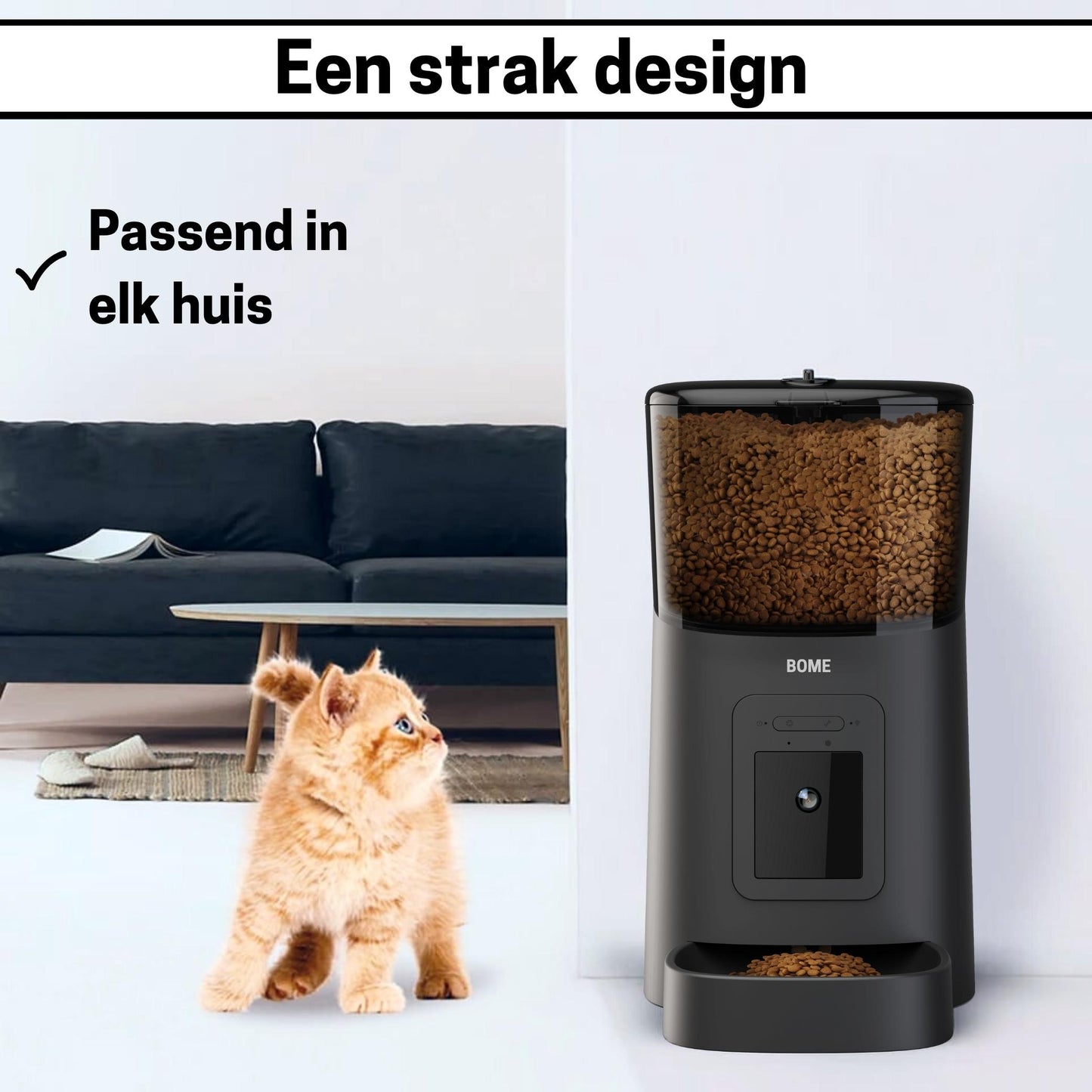 Huisdier Voerautomaat met Camera en Audio - Zwart