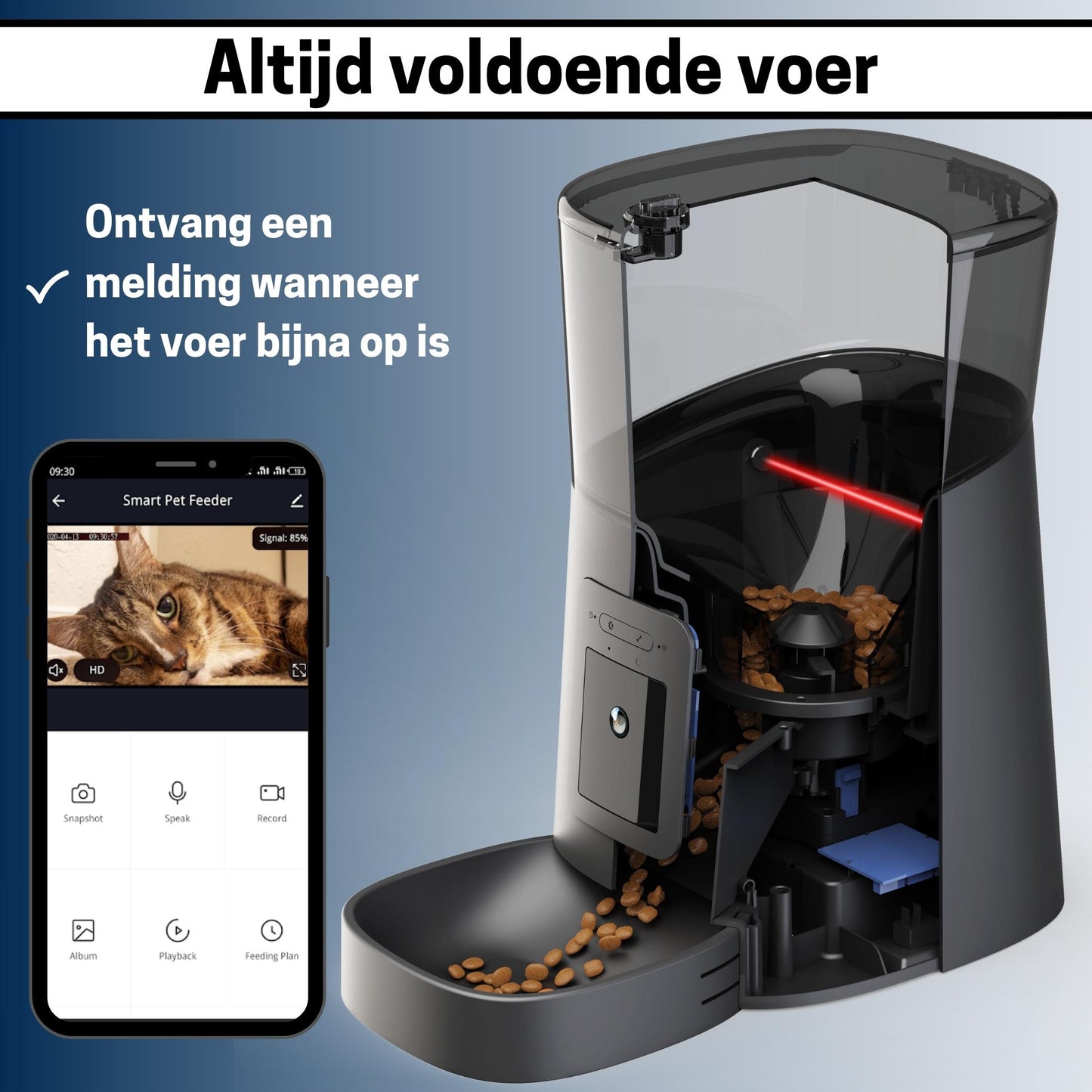 Huisdier Voerautomaat met Camera en Audio - Zwart