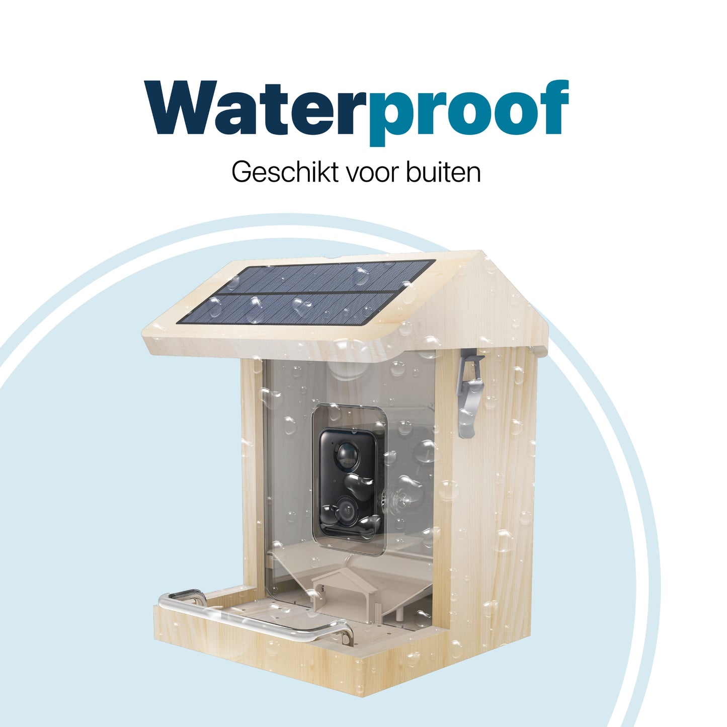 Vogelvoederhuisje met Camera en Audio - AI Vogelherkenning - Hout - Dubbel zonnepaneel - Hangend