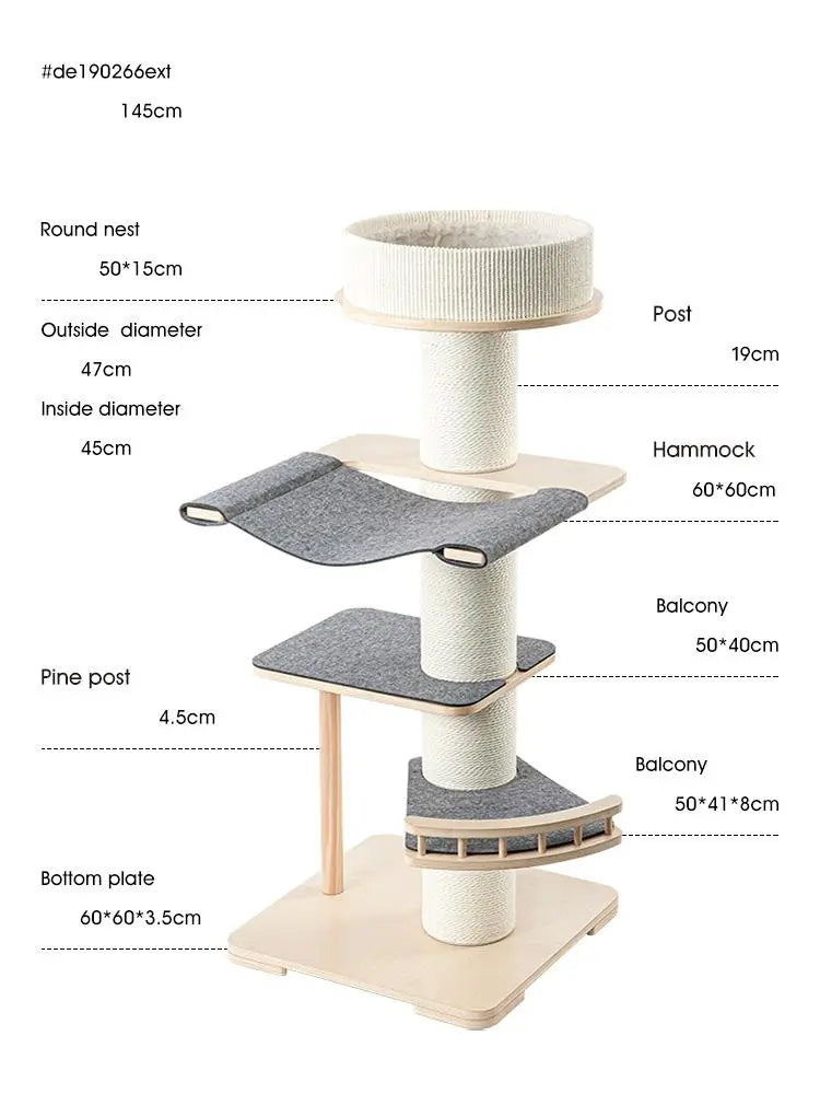 Honeypotcat Kattenboom - krabpaal met kattenmand