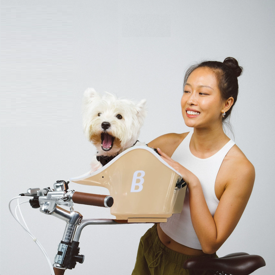 B&B Canine Copilot Crème Beige - Fietszitje voor huisdieren