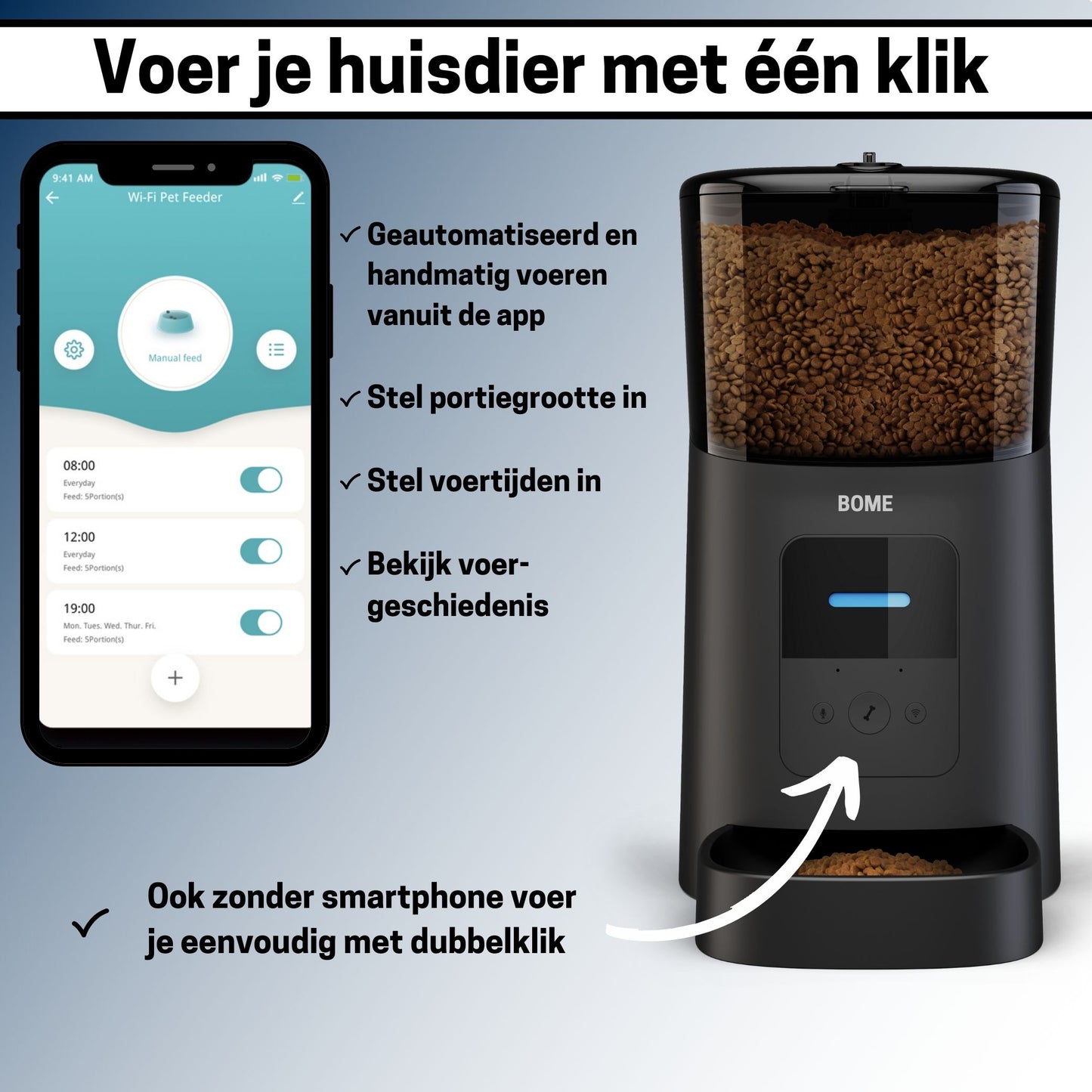 BOME Voerautomaat met App en Audio - Zwart