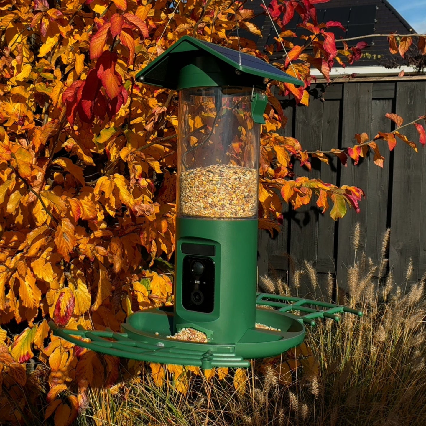 Vogelvoedersilo - 2K HD Camera - AI Vogelherkenning - Dubbel Zonnepaneel