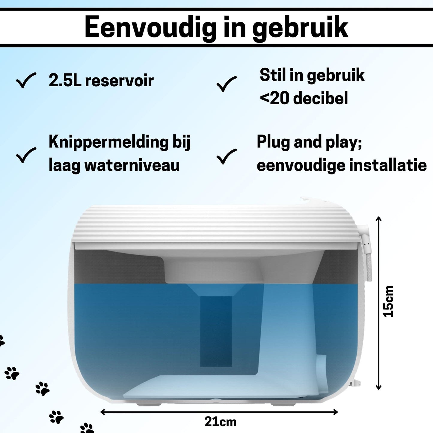 Drinkfontein met Automatische Spoelstand - 2.5L.