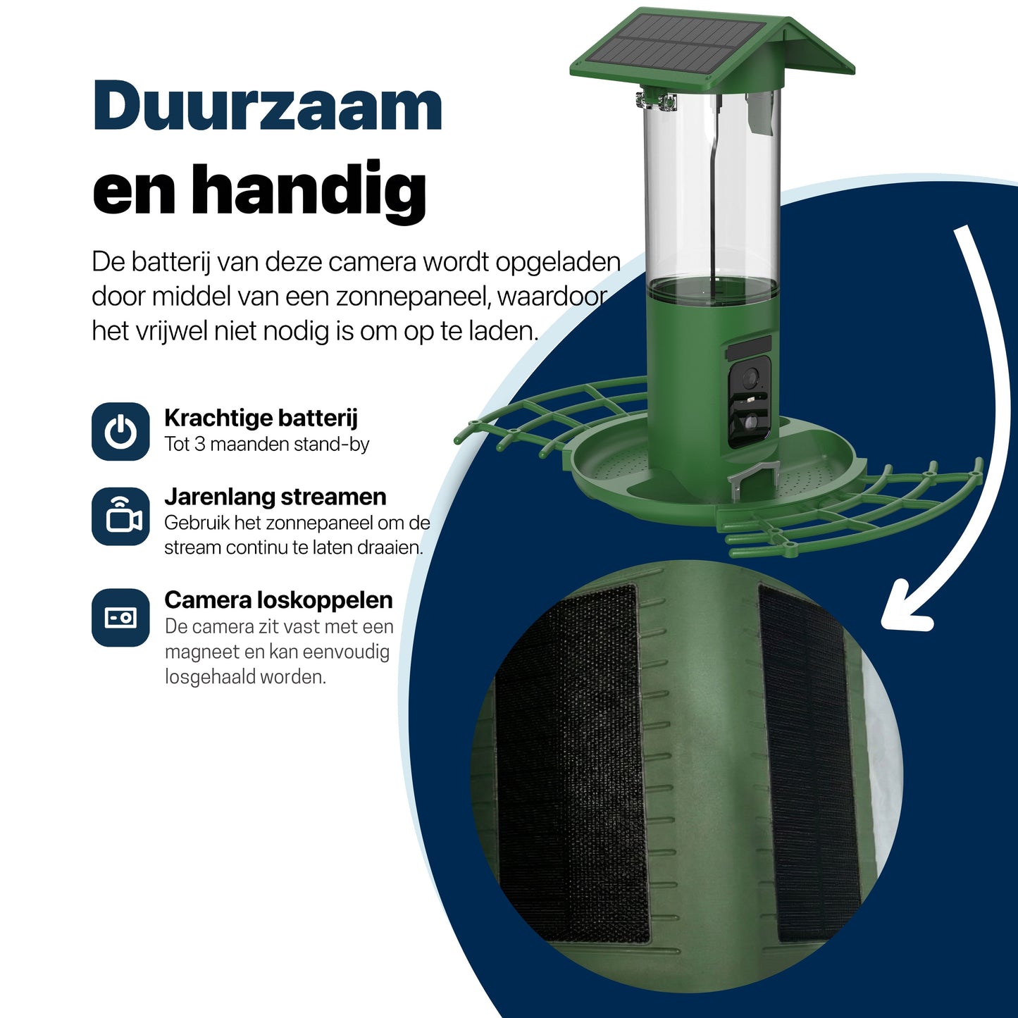 Vogelvoedersilo - 2K HD Camera - AI Vogelherkenning - Dubbel Zonnepaneel