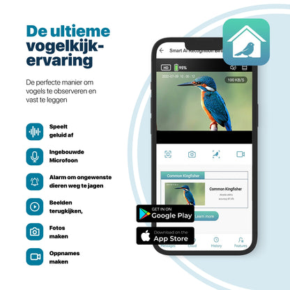 Vogelvoederhuisje - 2K HD Camera - AI Vogelherkenning - Dubbel Zonnepaneel