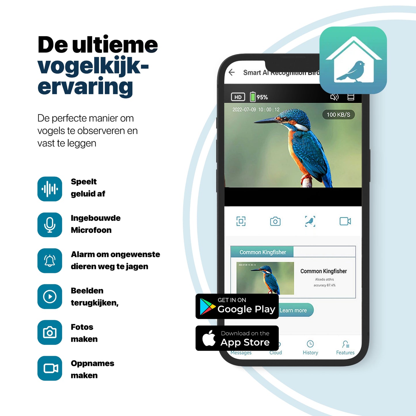 Vogelvoedersilo - 2K HD Camera - AI Vogelherkenning - Dubbel Zonnepaneel