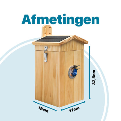 Vogelhuisje met Camera en Audio - Hout - Nestkastje - Zonnepaneel