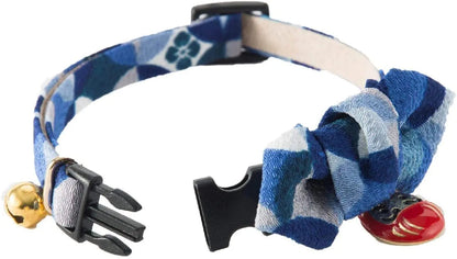 DARUMA kattenhalsband blauw met strik