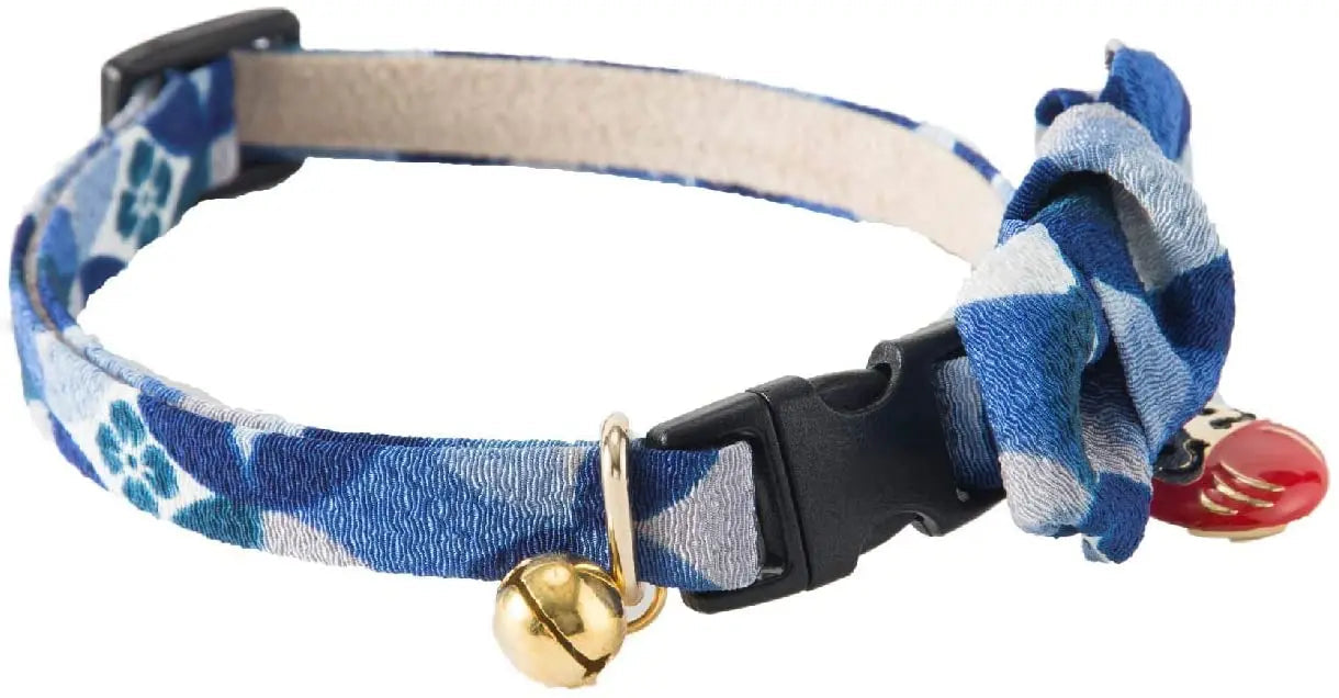 DARUMA kattenhalsband blauw met strik
