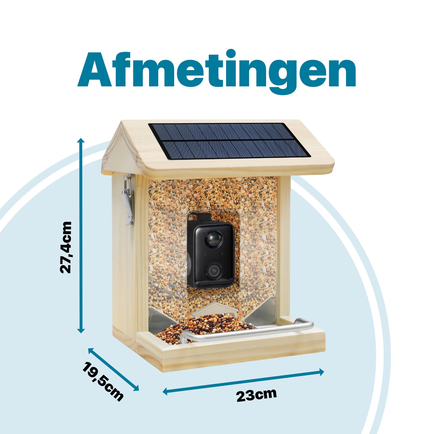 Vogelvoederhuisje - Camera en Audio - AI Vogelherkenning - Hout - Dubbel zonnepaneel - Hangend