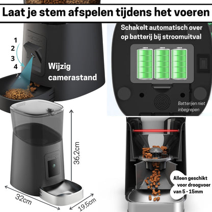 Voerautomaat met Camera en Audio - RVS voerbak