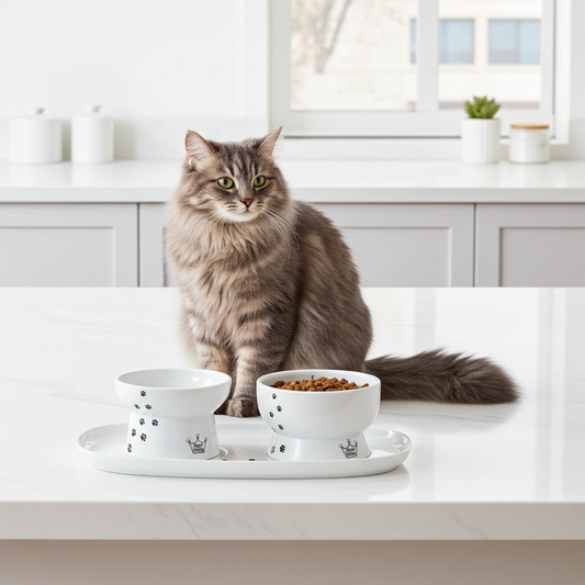 Necoichi dienblad inclusief twee bakjes voor katten