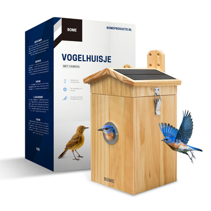 Vogelhuisje met Camera en Audio - Hout - Nestkastje - Zonnepaneel