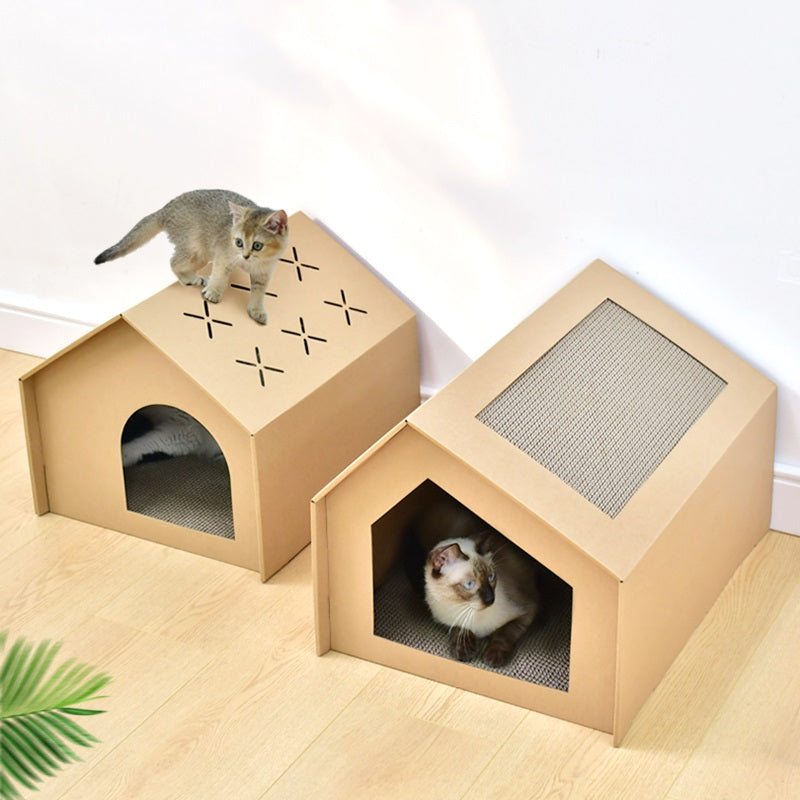 Kattenhuis van karton - Krab en speelhuisje voor katten