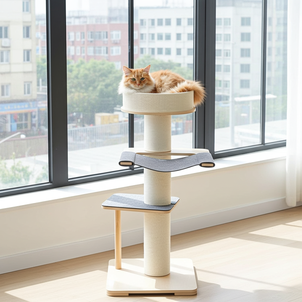 Honeypotcat Kattenboom - krabpaal met kattenmand