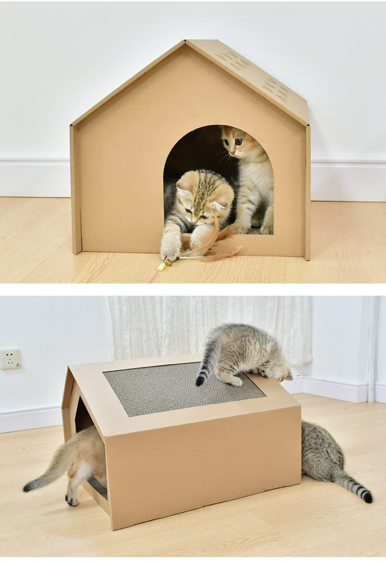 Kattenhuis van karton - Krab en speelhuisje voor katten