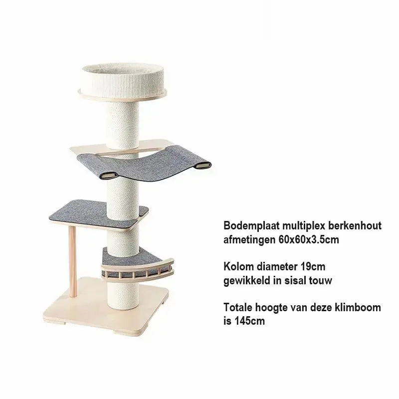 Honeypotcat Kattenboom - krabpaal met kattenmand