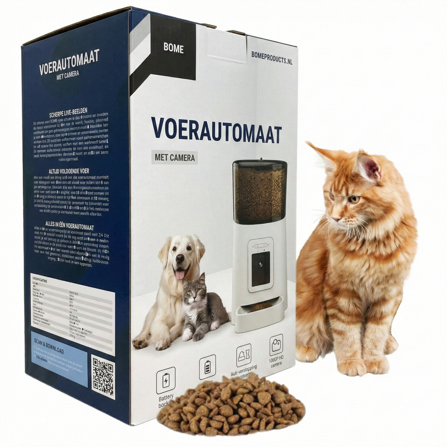 Voerautomaat - Camera en Audio - Inclusief SD-Kaart - Automatische Voerbak Kat - Wit