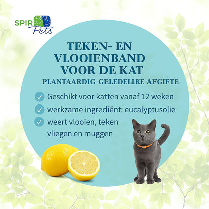 Natuurlijke vlooien- en tekenband - 60cm - Oranje