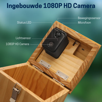 Vogelhuisje met Camera en Audio - Hout - Nestkastje - Zonnepaneel