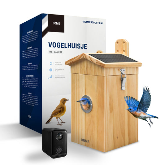 Vogelhuisje met Camera en Audio - Hout - Nestkastje - Ingebouwde Zonnepanelen