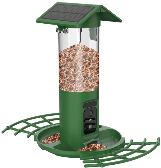 Vogelvoedersilo - 2K HD Camera - AI Vogelherkenning - Dubbel Zonnepaneel