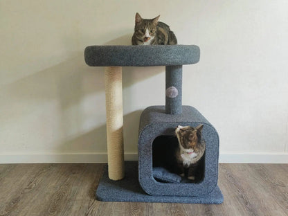 Krabpaal voor katten met huisje - 2 niveaus en gezellige slaapplek